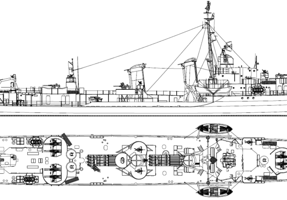 Эсминец USS DD-357 Selfridge 1945 [Destroyer] - чертежи, габариты, рисунки